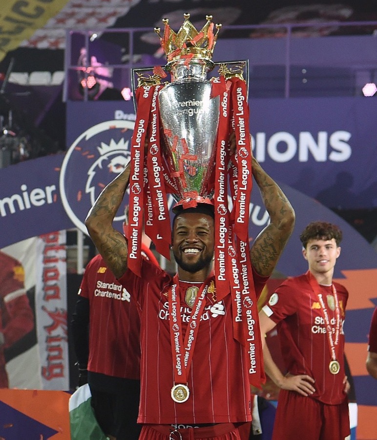 Premier League trophy lift